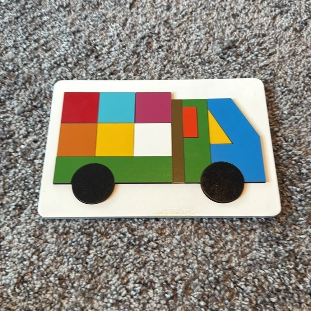 Wooden tangram puzzle Colorful Wooden Puzzle Truck Toy Montessori Waldorf